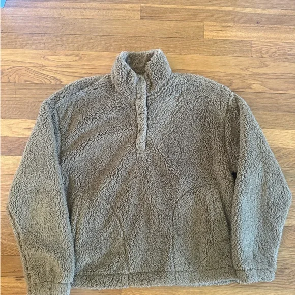 Z Supply Brooklyn Sherpa Jacket Soft Teddy Pullover in Camel Brown Small - Picture 4 of 6